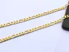 Solid Stamep 585 Hallmarked Yellow Fine 18K Gold GF Figaro Chain Link Halsbandlängder 8mm italienska 24 tum2988164