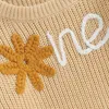 Visgogo 0-24M Baby Girl Pullover Herbst Winter Kleidung Blumenbuchstaben Muster Langarm runden Hals Strickwege Pullover