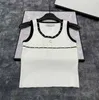 Tanques femininos Camis Designer 2024 Primavera/verão novo xiaoxiang estilo preto e branco no pescoço redondo tampa de malha para fit slim fit sem mangas diamante e4pp