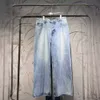 24SS Hoge versie B Familie Beer/Zomer Heren Dames paar kartonnen label Wijd been losse casual jeans