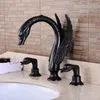 Bathroom Sink Faucets Oil Rubbed Black Faucet Luxury Golden Brass Swan Spout Mixer Tap B-11000H
