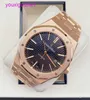 Laatste AP pols Watch Royal Oak Series 15400or.oo.1220or.01 Rose Gold Black Plate Mens Fashion Casual Watch
