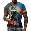 T-shirt de wolf hommes vif 3d Eagle Tshirt Tops vintage à manches animales à manches animales à manches animales