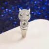 HOYON 14K White gold color Leopard head ring female personality temperament emerald zircon jewelry for party box240412