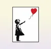 Gemälde Mädchen mit rotem Ballon Banksy Graffiti Art Canvas Malerei Schwarz -Weiß -Wand -Poster für Wohnzimmer Wohnkultur Cuadros3081303