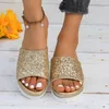 Slipper Bling Keile Frauen Plattform Heels Schuhe Kleider Strand Sandalen Mode 2024 Sommer Flip Flops Femme Pumps Brand Objektträger