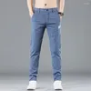 Pantalon masculin élastique élastique mince décontractée douce coréenne coréenne coton extensible des affaires de commerce masculin gris boussière bleu
