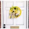 Fiori decorativi Ghirlanda della porta d'ingresso con girasoli a ruota Primavera artificiale per decorazioni per matrimoni da giardino