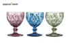 Gobelet en verre coloré de 10 oz avec une tige 300 ml de motif vintage en relief drinkware romantique pour le mariage de la fête4623717