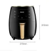 Fryers 1400W Air électrique Fryers 4,5 L Smart Automatic Maison à 360 ° Cauque LED