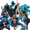 コミックヒーローワンピースフィギュアアニメ20周年記念青ver.luffy Zoro Chopper Sanji Robin Franky USOPP NAMI BROOK ACTION FIGIN MODEL TOY 240413