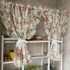 Färgglada blommor ren rufsade korta gardiner valance romantisk fransk tyll dörr kort gardin för skåp kök heminredning