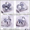 Jewelry Settings Pearl Rings Setting Zircon Solid 925 Sier Ring Mounting Blank Diy 9 Styles Wedding Gift 9Pcs/Lot Drop Deliv Dhgarden Dhexg