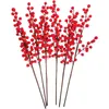 Decoratieve bloemen 6 pc's kerstbomen Red Berry Branch Bessen Picks decor kunstmatige stengels Xmas Fortune Fruit Noel Decoratie 2024