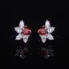 Gems Ballet Palm Leaf Fabulous Earring Luxury Lab Created Ruby Exquisite Vintage Design Earrings 925 Sterling Silver 240410