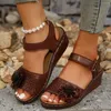 Chaussures habillées coins féminins sandales plate-forme légère d'été pour les femmes réconforte les talons de médine décontractés femme gladiator femme