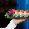 Conjuntos de utensílios de jantar 10 pcs sushi bandeja de decoração de flores el prato de flores falsas prato que serve ornamentos decors placas plásticas rosa