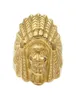 Män kvinnor Vine rostfritt stål ring Hip Hop Punk Style Gold Ancient Maya Tribal Indian Chief Head Rings Fashion Jewelry2062060