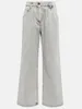 Jeans femininos B C Coloque de algodão de algodão alta Alta calça solta calças de perna ampla cinza