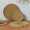 Table Mats Round Straw Eco-Friendly Linen Rope Placemats Multi-functional Rattan Anti-scald Heat Insulation Cup Decor