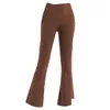 Womens Tracksuits Nwt L-06 Women High Waist Yoga Flared Pants Wide Leg Sports Trousers Solid Color Slim Hips Loose Dance Tights Ladies Ottmv