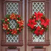 Fleurs décoratives Couronne de Noël avec fleur festive décoration de guirlande intérieure / extérieure pour mur de porte d'entrée