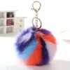 Keychains Multi-couleur pelufy fourrure pompom boules mignonnes pom chaîne keyring carto