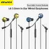 AWEI L6 3,5 mm verkabelte Ohrhörer In-Ear Gaming Headset Kabel-Kopfhörer mit Mikrofon Bass Stereo-Ohrhörer Inline-Steuerung für Telefone