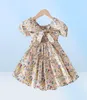 Girls Dress Summer Europe et America Toddler Kids Kids Short Short Floral Imprimé Cotton Clothing Princess Robes4987332