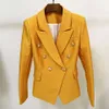 Kvinnorjackor Celebrity Jacket Coat Double Breasted Metal Lion Button Slim Fit Pearl Floor Suit Bright Orange