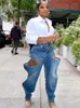 Dżinsy damskie joskaa moda rozerwana rozciąganie kobiet Hipster High talia proste dżinsowe spodnie jesień 2024 Kobieta dna harajuku streetwear