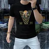Yeni 2024 Moda Tasarımcı Erkek Tişörtleri Sıcak Drill Mektubu Man T-Shirt Pamuklu Tees Kısa Kollu Hip Hop Sokak Giyim Lüks Tshirts Boyut M-4XL