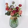 Flores decorativas Focued Edge Simulation 3 Head Rose Bouquet Bouquet Bride Holding Home Garden Decoration