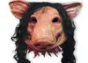 1pc Halloween Mask effrayant cosplay costume Latex Fournitures de vacances Halloween Mask Saw Pig Head Masques effrayants avec Hair6930590