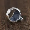 S925 Sterling Silver Vintage Thai Open Ring for Men Wolf Head Punk Style Male Jewelry240412