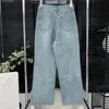 Lettera ricamata colorata designer di pantaloni in denim jeans women abbigliamento alla moda pantaloni sciolti