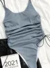 Women's Swimwear One Piece Bathing Suit Women Beach Wear Sexy Swimsuit Tummy Control High Waist Swimming Shirring Folds Decoration