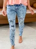 Jeans pour femmes Cmaz Ripped Womens 2024 Summer Fashion Retro Skinny Denim Pantalon Pantalon High Street Slim-Longle Long Long Lc782249