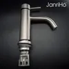Robinets de lavabo de salle de bain Janriho 304 Circulaire nickel brossé en acier inoxydable - arc bassin à poignée simple mélangeur à froid
