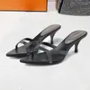 Slippers Quality Leather Women's Dress Heels Dancing Party Casual Sandals Slides Luxury Designer Tendency Ladies Black