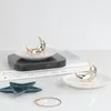 Dressing Table Ceramic Jewelry Dish Creative Plate Trays Eating Display White Porcelain Necklace Crystal Holder