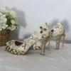 Kleiderschuhe Luxus Frauen Hochzeit mit passenden Taschen Womans High Heels Pumps echte Leder -Insistplattform und Geldbörse