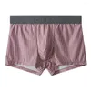 Underpants 1pc Sexy Men's Ice Silk Boxer Shorts Fashion Striped Men Briefs Pouch Underwear Trunks Comfy Panties