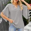 Chiffon Blouses voor dames 3/4 Mouw Summer Grade Tunic Tunic Tops Casual Losse V Neck T-Shirts 2404121