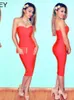 Casual jurken Beueky luxe paarse strapless slanke bodycon rayon naakt avondjurk rood wit zwart groen geel feestvestidos