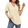 Kvinnors T-skjortor Summer Top Casual Short Sleeved Solid V-ringning LAPEL T-shirt Topps de Talla Grande Camisetas Femininas Camisas E Blusas