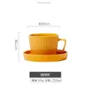 Cups Saucers 3 Color Corrugated Coffee Cup European Retro Ceramic Light Luxury Elegant Three-dimensional Milk