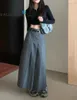 Skirts Suit Pleated Skirt Women High Waist College Style A-line School Autumn Vintage Long Gray Umbrella