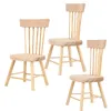 3 PCS Sillas de heces silla de casa de muñecas para juguetes mini sillas de madera decoraciones de muebles pequeños figuras en miniatura