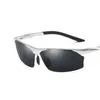 Solglasögon Män polariserade aluminiumramsglasögon Sport som kör solglasögon Anti-UV Anti-Glase Eyewear